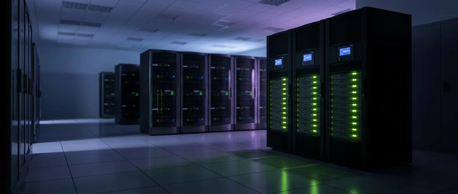 Gabinetes UPS certificados operando en un centro de datos