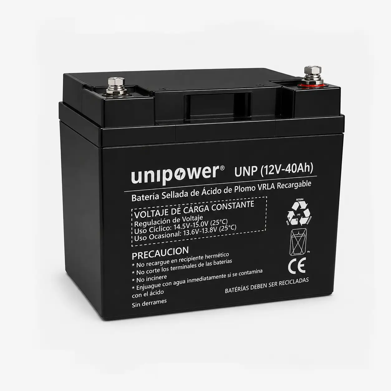 Batería VRLA AGM 12V 40Ah Unipower | Respaldo Eficiente para Telecomunicaciones