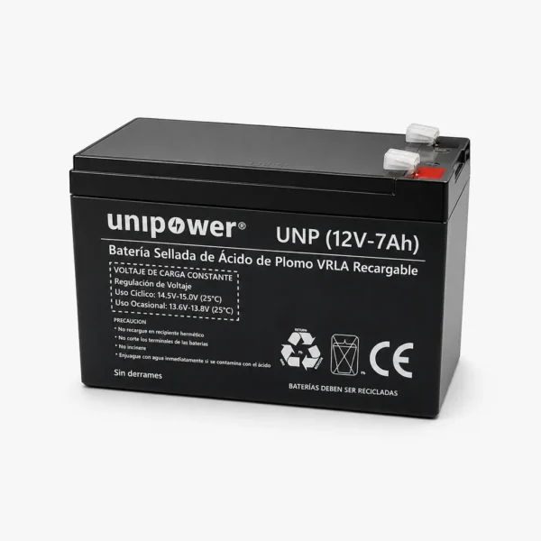 Batería VRLA AGM 12V 7Ah Unipower para UPS y telecomunicaciones (Directo al punto. Es lo que lee el rastreador de Google y contiene la keyword transaccional exacta).